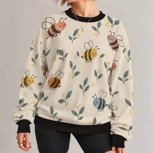 Cheerful Bee Friends for Garden Days, Spring Outings and Casual Everyday Style for Her All-over Print Knitted Sweater
