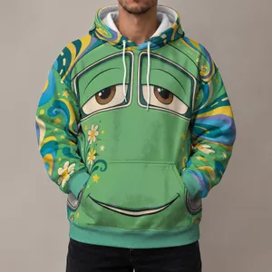 Green Hippie Van Face for Retro Road Trips and Family Costume Events for Adult Fans All-over Print Hoodie (Lightweight)
