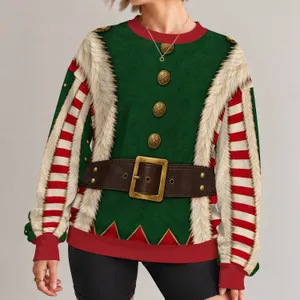 Elf Tunic Costume Look for Christmas Parties and Holiday Celebrations All-over Print Knitted Sweater
