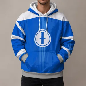 Blue And White Circular Emblem Look For Comic Fans And Halloween Celebrations All-over Print Hoodie (Lightweight)