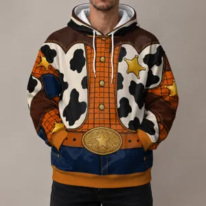 Cowboy Sheriff Costume Colors for Halloween Parties and Western Dress-Up Fans All-over Print Hoodie (Lightweight)