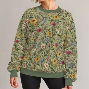 Sage Meadow Wildflowers for Garden Strolls and Relaxed Everyday Style All-over Print Knitted Sweater