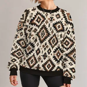 Southwestern Geometric Motifs for Relaxed Casual Everyday Style and Bohemian Wardrobes All-over Print Knitted Sweater