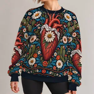 Floral Sacred Heart and Desert Botanicals for Reflective Everyday Style and Gifts for Her All-over Print Knitted Sweater