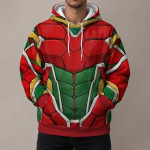 Red Green Armored Hero Costume Look for Halloween Parties and Cosplay Fans All-over Print Hoodie (Lightweight)