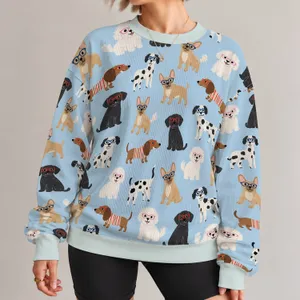 Quirky Bespectacled Dogs for Playful Weekend Style and Casual Everyday Adventures All-over Print Knitted Sweater