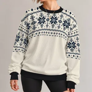 Nordic Snowflake Fair Isle Motif for Cozy Alpine Weekends and Casual Winter Style All-over Print Knitted Sweater