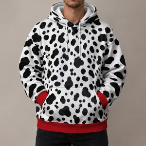 Classic Black Dalmatian Spots With Red Accent for Cozy Autumn Outings and Animal Lovers All-over Print Hoodie (Lightweight)