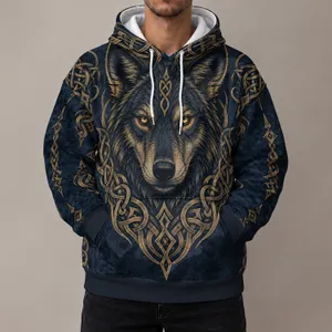 Norse Wolf Head Knotwork for Heritage Gatherings and Outdoor Adventures All-over Print Hoodie (Lightweight)