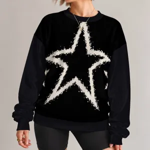 Oversized Ivory Star Streetwear Motif for Casual Hip Hop Outfits and Everyday Style All-over Print Knitted Sweater