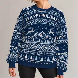 Snowflake Deer and Alpine Trees for Cozy Holiday Gatherings and Winter Weekends for Men All-over Print Knitted Sweater