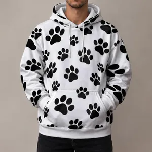 Bold Black Paw Prints for Everyday Dog Lovers, Pet Walks and Casual Weekend Style All-over Print Hoodie (Lightweight)