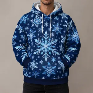 Blue And White Snowflakes For Crisp Winter Days And Cozy Cold-Weather Style All-over Print Hoodie (Lightweight)