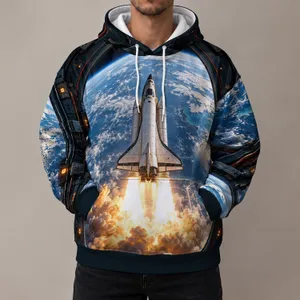 Space Shuttle Launch Over Earth for Stargazing, Science Fairs, and Everyday Adventure All-over Print Hoodie (Lightweight)