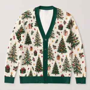 Christmas Trees and Gift Boxes for Holiday Gatherings and Cozy Winter Celebrations All-over Print Knitted Cardigan