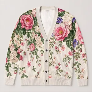 Romantic Pink Peony And Wildflower Blooms For Everyday Cottage Garden Style Lovers All-over Print Knitted Cardigan