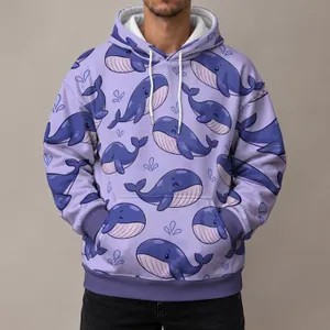Cute Purple Whale Motif For Playful Everyday Style And Ocean Lovers All-over Print Hoodie (Lightweight)