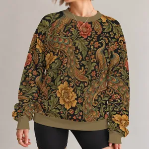 Vintage Botanical Paisley Blooms for Elegant Everyday Outings and Artful Wardrobe Styling All-over Print Knitted Sweater