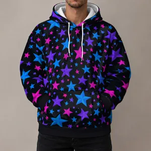 Purple Blue And Pink Stars For Everyday Streetwear And Casual Outings All-over Print Hoodie (Lightweight)