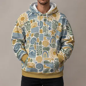 Warm Coastal Sun And Ocean Motifs For Relaxed Everyday Streetwear And Beachside Style All-over Print Hoodie (Lightweight)