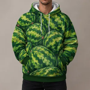 Watermelon Green Fruit Motif for Casual Spring and Autumn Everyday Wear All-over Print Hoodie (Lightweight)