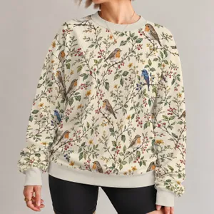 Songbirds And Botanical Sprigs For Quiet Garden Days And Nature-Loving Weekends Outdoors All-over Print Knitted Sweater