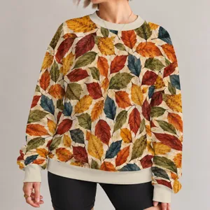 Colorful Autumn Leaves for Cozy Fall Outings and Nature-Loving Everyday Wear All-over Print Knitted Sweater