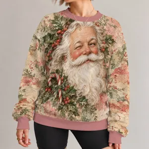 Vintage Santa Portrait for Cozy Christmas Celebrations and Festive Holiday Gatherings All-over Print Knitted Sweater