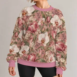 Pink Orchid And Tulip Blooms For Romantic Everyday Spring Style All-over Print Knitted Sweater