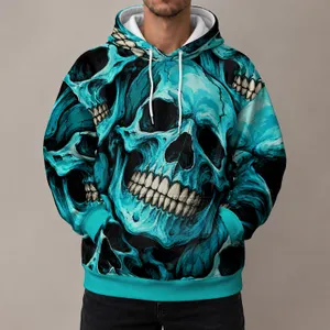 Turquoise Skull Motif for Bold Gothic Streetwear and Alternative Everyday Style All-over Print Hoodie (Lightweight)