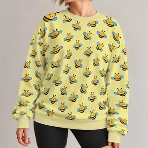 Cute Bumble Bees for Sunny Spring Outings and Cheerful Everyday Style for Women All-over Print Knitted Sweater