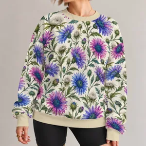 Blue And Magenta Wildflower Blooms For Everyday Botanical Style And Nature Lovers All-over Print Knitted Sweater