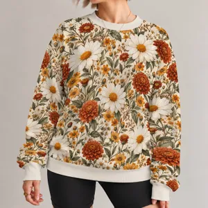 Cream Wildflower Meadow for Relaxed Everyday Style and Cottagecore Wardrobes for Women All-over Print Knitted Sweater