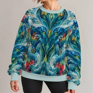 Symmetrical Blue Surreal Abstract for Creative Streetwear and Everyday Casual Style All-over Print Knitted Sweater