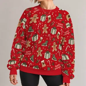 Gingerbread Men and Holiday Treats for Christmas Celebrations and Winter Gatherings All-over Print Knitted Sweater