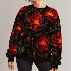 Crimson Ember Roses And Glowing Sparks For Bold Autumn Streetwear And Night Out Style All-over Print Knitted Sweater