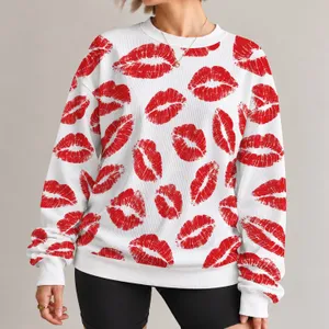 Red Lipstick Kiss Marks for Bold Streetwear, Playful Everyday Style and Nights Out All-over Print Knitted Sweater