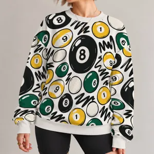 Billiards Balls and Cue Sport Motifs for Casual Game Night Streetwear and Weekend Wear All-over Print Knitted Sweater