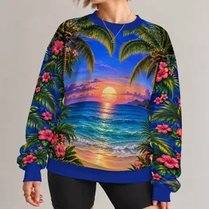 Tropical Palm Sunset Beach Scene for Coastal Getaways and Relaxed Summer Island Escapes All-over Print Knitted Sweater