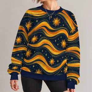 Celestial Sun And Golden Wave Motifs For Everyday Cosmic Casual Style For Men Today All-over Print Knitted Sweater