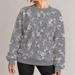 Soft Gray And White Floral Blooms For Casual Everyday Style And Thoughtful Gift Giving All-over Print Knitted Sweater