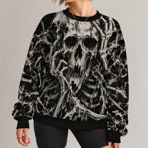 Gothic Skeleton Skull Motif for Halloween Parties and Everyday Dark Alternative Style All-over Print Knitted Sweater