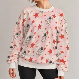 Astronauts Picking Stars For Playful Spring And Autumn Space Adventures Everyday Style All-over Print Knitted Sweater