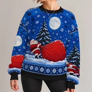 Santa With Oversized Red Sack for Christmas Parties and Cozy Holiday Nights All-over Print Knitted Sweater
