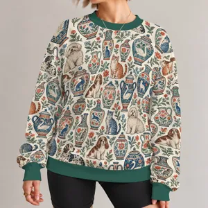 Whimsical Cats, Dogs And Ceramic Vases For Artful Everyday Outings And Stylish Pet Lovers All-over Print Knitted Sweater