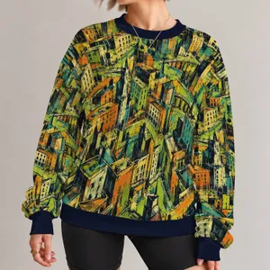 Abstract Cityscape Urban Colors for Creative Weekend Outings and Everyday Streetwear All-over Print Knitted Sweater