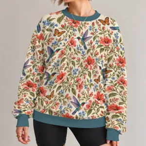 Hummingbird And Coral Floral Garden For Casual Nature Lovers All-over Print Knitted Sweater
