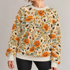 Bumblebee And Wildflower Garden For Spring Outings And Nature Loving Women All-over Print Knitted Sweater