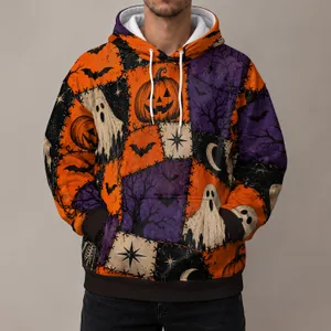 Pumpkin Ghost Bat And Skeleton Halloween Party Style For Spooky Season Celebrations All-over Print Hoodie (Lightweight)
