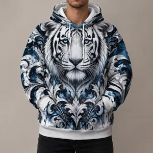 Fierce Tiger Face With Ornamental Scrollwork For Bold Everyday Style All-over Print Hoodie (Lightweight)